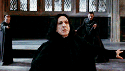 mrsrowlings:  im-wanderingaway:  Something I’ve never noticed before: Snape not only deflects McGonagall’s attack but uses it to take down Alecto and Amycus in a single armwave behind his visual field. Like they both had their wands out too but
