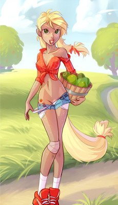 tomatocoup:Sometimes I do silly things and this Applejack is one of them. dem apples~ ;9
