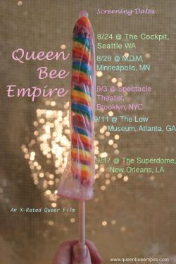 letgoat:  bloodyqueefs:  teeveedinner:  tour has started!!!!!!!!im joining my buddies underpass + kt spit on their tour (you can view dates here), along the way im having a few screenings of my x-rated queer film Queen Bee Empire.Tomorrow is Seattle,