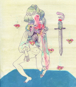 kuuura:  GENDER WARRIOR.GENDER WARRIOR.GENDER WARRIOR.FASHION MONST–oh thats the wrong song.kira leigh. 2015. ink/gel pen/watercolor/acrylic on paper.