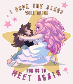 whomackenzie:  I couldn’t decide on a quote, so here’s both versions! I’ve seen a few drawings of Greg and Rose as a fusion, but no dancing! Redbubble: “Stars” version    |  “Destiny” versionI want the leggings…