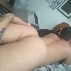 mickeytofficial:  He’s watching TV. But I’m watching him. With my thumb in his ass! 