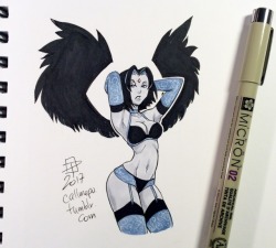 callmepo:  Tiny doodle of Victoria’s Secret Alt Angel Raven. One more for the night since I will be busy all Sunday.  [Come visit my Ko-fi and buy me a coffee green tea!]  