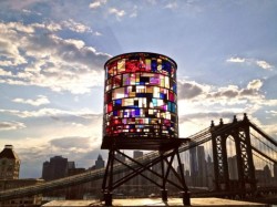 cjwho:  Tom Fruin’s  WATERTOWER  Location: DUMBO, Brooklyn USA  Situated on the rooftop of 20 Jay Street the sculpture is viewable from the parks and streets of Dumbo, the Brooklyn and Manhattan Bridges, FDR Drive and Lower Manhattan. The prime viewing