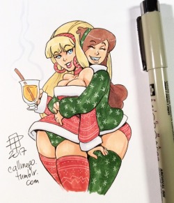 chillguydraws: callmepo:   Hot apple cider and a warm hug…  Tiny doodle of Holiday Hotties Pacifica and Mabel.  [Come visit my Ko-fi and buy me a coffee hot apple cider!]     😘 