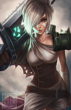 clockwork-cadaver:  “A broken blade is more than enough for the likes of you!”http://pixiv.me/ccadaverhttp://facebook.com/clockworkcadaverFinished up Riven today! I’ve been really itching to draw Riven again lately, so this one was fun to do ヽ(=^･ω･^=)丿
