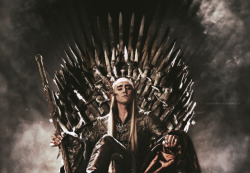 the-elvenking-of-mirkwood:  moved-dwarfsracistpartyking:  flukeoffate:  ourmirkwood:  No comment.  No comment needed.  the iron throne suits him well ^^   This is how Game of Thrones ends
