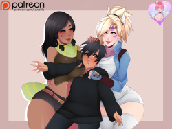  Finished Pharmercy commission dressed as JoJo characters, Pharah as Joseph Joestar and Mercy as Caesar Zeppeli ~~ Hi-Res   Nude version up on Patreon! 