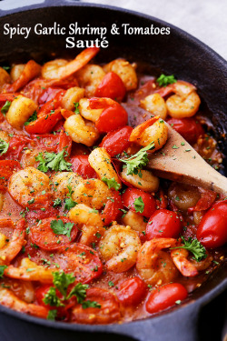 foodffs:  SPICY GARLIC SHRIMP AND TOMATOES SAUTÉ Really nice recipes. Every hour. Show me what you cooked!
