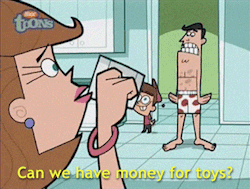 Timmy’s dad (aka Edward Robert Turner) going through his midlife crisis while sporting some polkadot boxers!  The Fairly OddParents: S3E16 “Engine Blocked”