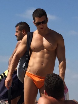 tautspeedos:  moteq1:  Hot Heeb of the Day  Hilton Beach, Tel Aviv   Ultimate #orange #israeli hottie #hunk in #aussiebum