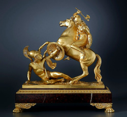 hadrian6:  French Empire Gilt Bronze Statuette of  a Amazon in Battle with a Greek Warrior.  1815. http://hadrian6.tumblr.com 