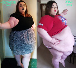 ssbbwlover1962:  garyplv:  ssbbw-wonderland:  almostimmobile:  mvdh1990:  porcelainbbw:  Look how fat I’ve gotten! 80lbs  difference.  Incredible gain  Weight gain is so sexy  