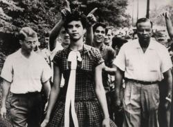 femmeletale:  On the morning of September 4, 1957, fifteen-year-old Dorothy Counts set out on a harrowing path toward Harding High, where-as the first African American to attend the all-white school – she was greeted by a jeering swarm of boys who spat,