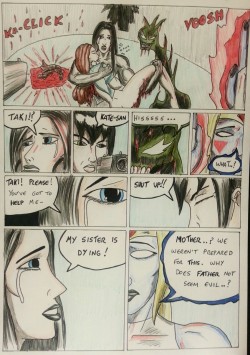 Kate Five vs Symbiote comic Page 108  I cannot describe how proud I am of this page. This the first time Kate has appeared on the same page as Taki and Nexi since page 20. This has been an anticipated moment for me as a writer and hopefully for you as
