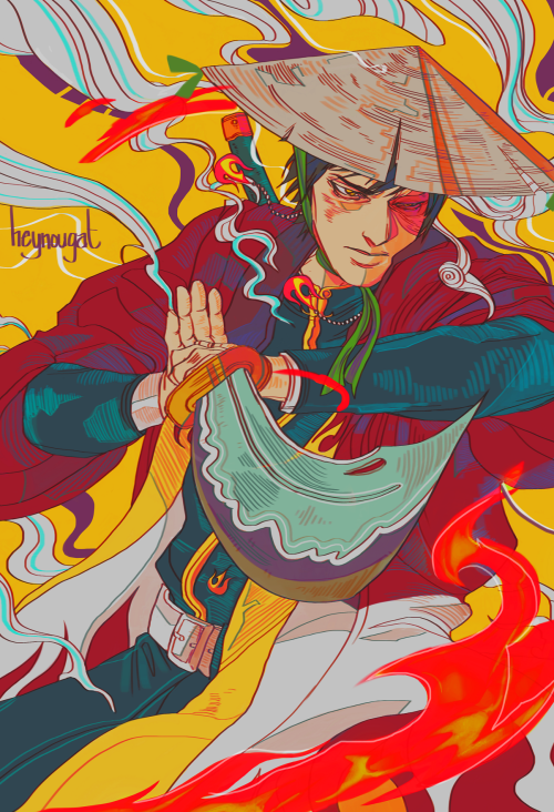 atladescribed:heynougat: it’s a fire boy and colors happened – oh yeah i did a kny vibe [ID: a digital portrait of Zuko from Avatar: the Last Airbender. The drawing is done in bright, vibrant colors, and depicts Zuko from the mid leg up, facing the