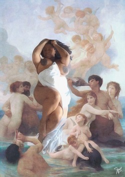 afatblackfairy:  missprimproper:  Imitating Art using Naissance de Venus (Birth of Venus) by William-Adolphe Bouguereau 💋  Loooove 
