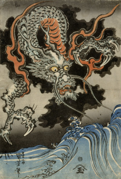 gorettmisstag:  Utagawa Kuniyoshi (Japanese, 1797-1861), Dragon and Waves, ca. 1827-31 