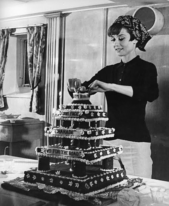Audrey Hepburn makes cake for No Nonsense with Nuwan Sen, 2nd birthday, via Rare Audrey Hepburn