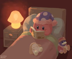 sunshinememoir:Kirby reading a good book before sleeping