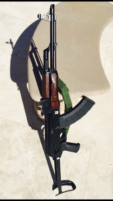 bolt-carrier-assembly:  arizonagunguy:  Got a new AK yesterday! Polish parts kit (numbers matching) on a Nodak receiver built in Mesa, AZ. Only paid 躔 because it’s “used”. It looks like only test rounds were fired.  Wow