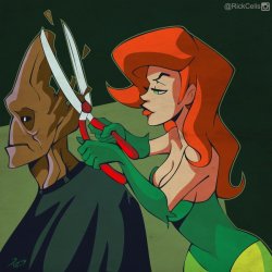 fyeahpoisonivy:  rickcelis:  01 of 05 Groot by RickCelis Are you ready for August 1st?  [Image: A full color cartoony style illustration of DC comics character Poison Ivy and Marvel comics character Groot. Groot, who is a tree like alien, is sitting down