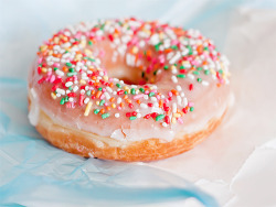 -kokoro:  rainbow sprinkle donut ( by  myinnerfatty) 