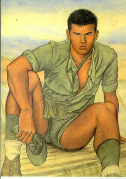 gay-erotic-art-fan: akaixab: Ben Kimura, ilustrador da revista gay nipona Tagame’s Encomium (1970-2002) homoerotic art 