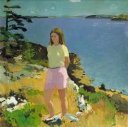 lyghtmylife:  Porter, Fairfield [American Painter, 1907-1975]Girl in a Landscape1965Oil on canvas45 1/2 x 44 inCollection United Missouri Bank 