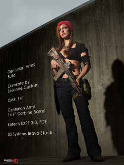 weaponoutfitters:  Ethereal Rose with one of the gunsmith’s personal rifles, built with Centurion Arms proven parts. Inspired by this art: http://bit.ly/WalkingDisney Centurion Arms Modular Rail (CMR), still my favorite rail system on the market