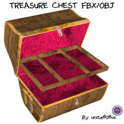  uncle808us   has brought us an awesome new treasure chest to store all of your secrets!  This product is NOT configured for use in Poser or Daz Studio. You must  have knowledge of OBJ editing to move the lid and shelves.  Treasure Chest FBX OBJ  http://r