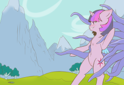 anonponymk7:  This was fun to make. A little fanart for Cold-Blooded Twilight Threw in a landscape in there to fill in space. please enjoy and critic.  Just taking some tentacles for a lovely stroll.  This is awesome~!