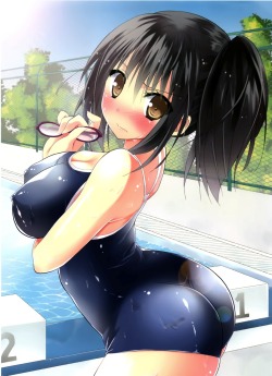 andi-lewd:   kizuki_erika ass cleavage erect_nipples megane school_swimsuit swimsuits | yande.re 