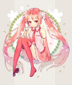 monochrome-miku:"桜ミク" by PARFAIT *Permission was given from the artist to upload. Do not distribute.
