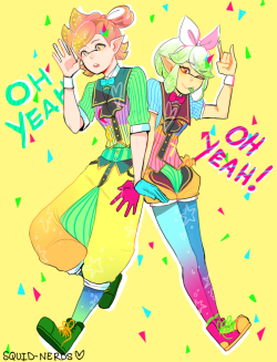 squid-nerds:  Speedpaint | Better ResOutfits from Shake it! by Miku, Len and Rin from Vocaloid &lt;3 Emilio would only wear contacts for cosplay tbhComic update will happen next week! ;)