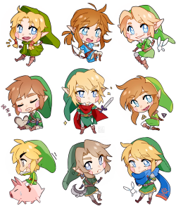 ruebird:a bunch of assorted link cheebs! plus one linkelle cus her design is qt ( ˘ ³˘)♥ didn’t draw all the links cus i only have so much free time u feel.get ‘em on your wall, phone, bag and more here!