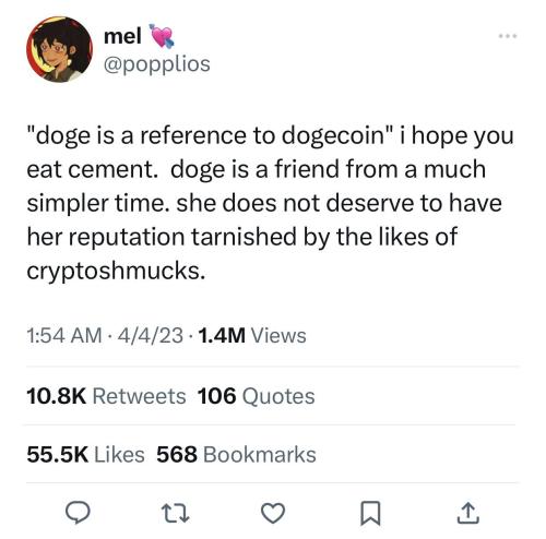 steakplissken:Doge is 17 and peacefully enjoying cherry blossoms with her beloved family, she would not hurt a fly, she would not lie to us, she would not let Elon Musk pet her
