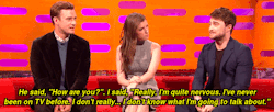 straight-ish-ny:  iwouldntshowmom:  i-am-bechloe-trash:  Justin Timberlake and Anna Kendrick react to Daniel Radcliffe’s story about Donald Trump giving him talk show advice.  I’m with her   Oh Daniel, honey. No..  Oh my&hellip; did HRC loose the