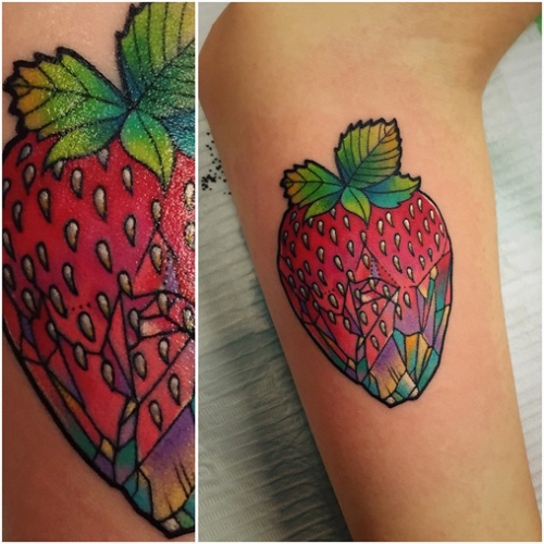 tattoo crystal Strawberry watercolour tattoo neotraditional fruit ...