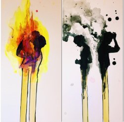 retr0philia:  maybeimdatingmyself:  We were a perfect match. Maybe that’s why we burnt out.  that’s some art.