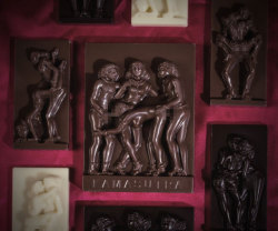 yup-that-exists:  Kama Sutra Chocolates The world’s sexiest chocolates are finally here. These beautifully crafted french chocolates depict the sensual positions of the Kama Sutra. And yes there is a warning that states “May contain nuts”, just