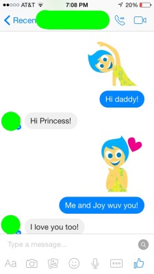 Look! Facebook has &ldquo;Inside Out&rdquo; stickers! I love sending them to daddykins.
