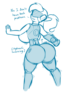 norithics:With the kinda blandness of Haydee I was curious how hard it would be to design a sexy cyborg character. So in like 15 minutes I scribbled this. It was good for a laugh at least. 