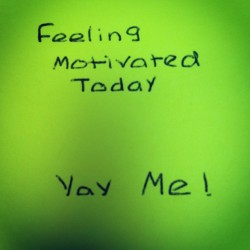 Feeling motivated today âš ðŸ™ŠðŸ’‹ðŸ˜ #motivated #yayme #Dunkindonuts #work #intellitechsystems #stickynote #handwriting