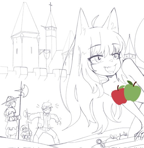 foxintwilight:Look I just like drawing the uhhhh the medieval castle walls and towers and whatnot alright? (I’m in big need of drawing more Holo in celebration of the new anime dropping, excited to see more best wolfgirl)Full preview already up for