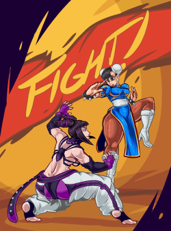 atomictikisnaughtybits: erospertempus:  This is a commission for @atomictikisnaughtybits, of Street Fighter’s Chun-Li and Juri facing off with progressively less clothes. Chun-Futa Variant at the bottom. Hope you guys like! If you’re interested in