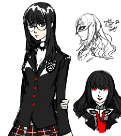 mediseller:   genderbent vers of p5 protagonist and goro akechi i finally completed my genderbend set of phantom theives! + the other phantom thieves 