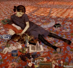 bunne:  Girl on a Red Carpet, Felice Casorati, 1912. 