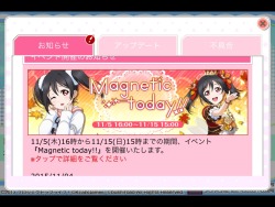lovelivecommunity:  JP Event Notice - Nico Yazawa ‘Magnetic Today′ Event.Event Type: TokenReward: Nico Yazawa SR ‘Autumn Leaves Version’Card Attribute: SmileEvent Runtime: November 5th, 4pm JP to November 15th 3pm JPTutorial: HereNew Additions:
