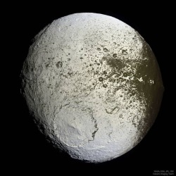 Saturn&rsquo;s Iapetus: Painted Moon   Image Credit: NASA, ESA, JPL, SSI, Cassini Imaging Team  Explanation: What has happened to Saturn&rsquo;s moon Iapetus? Vast sections of this strange world are dark as coal, while others are as bright as ice. The